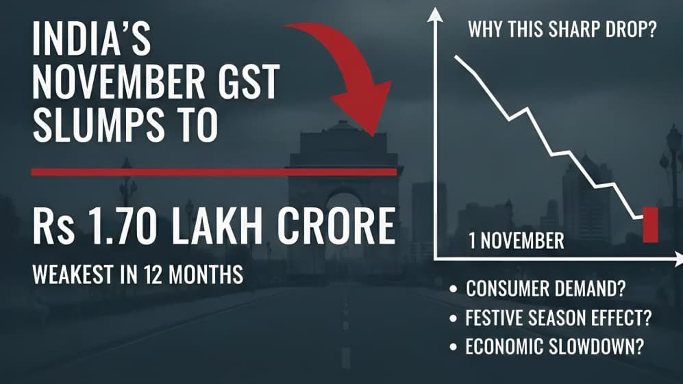 India’s November GST Collections Fall to Rs 1.70 Lakh Crore, Lowest in 12 Months