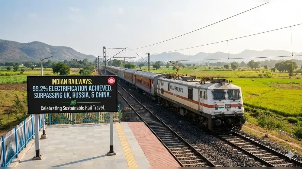 Indian Railways Achieves 99.2% Electrification, Surpassing UK, Russia, and China