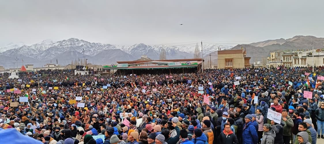 Massive Peaceful Protest in Ladakh Demands Sixth Schedule Status and Full Statehood