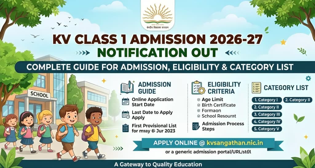 KVS Admissions 2026-27: Registration Opens for Class 1 and Balvatika