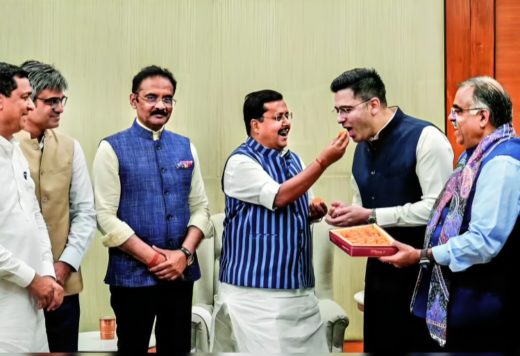Nitin Nabin Welcomes Raghav Chadha Sandeep Pathak Ashok Mittal to BJP After Joining Party