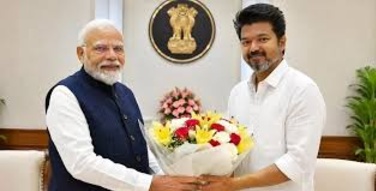 பிரதமர் மோடியை சந்தித்த தமிழக முதல்வர் விஜய் தமிழ்த்தாய் வாழ்த்து மற்றும் மேகதாது அணை விவகாரம் குறித