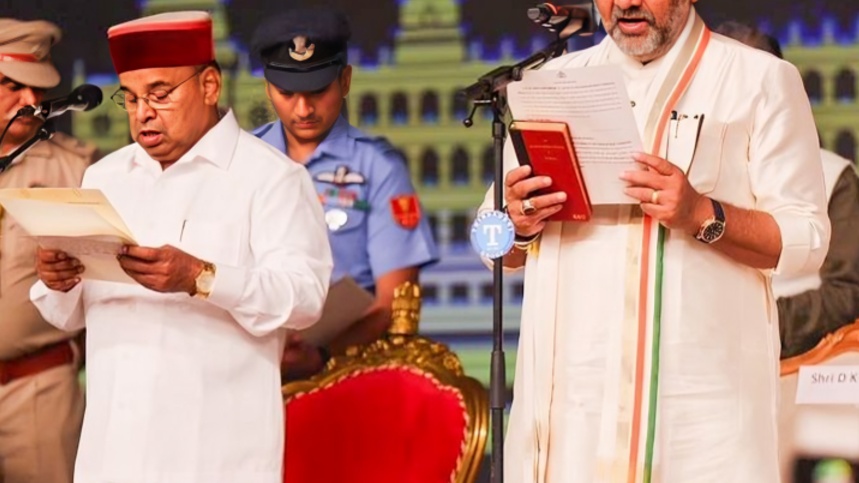 கர்நாடகத்தின் புதிய முதல்வராக டி.கே. சிவக்குமார் பதவியேற்பு: 13 அமைச்சர்களுடன் புதிய அமைச்சரவை பொறுப
