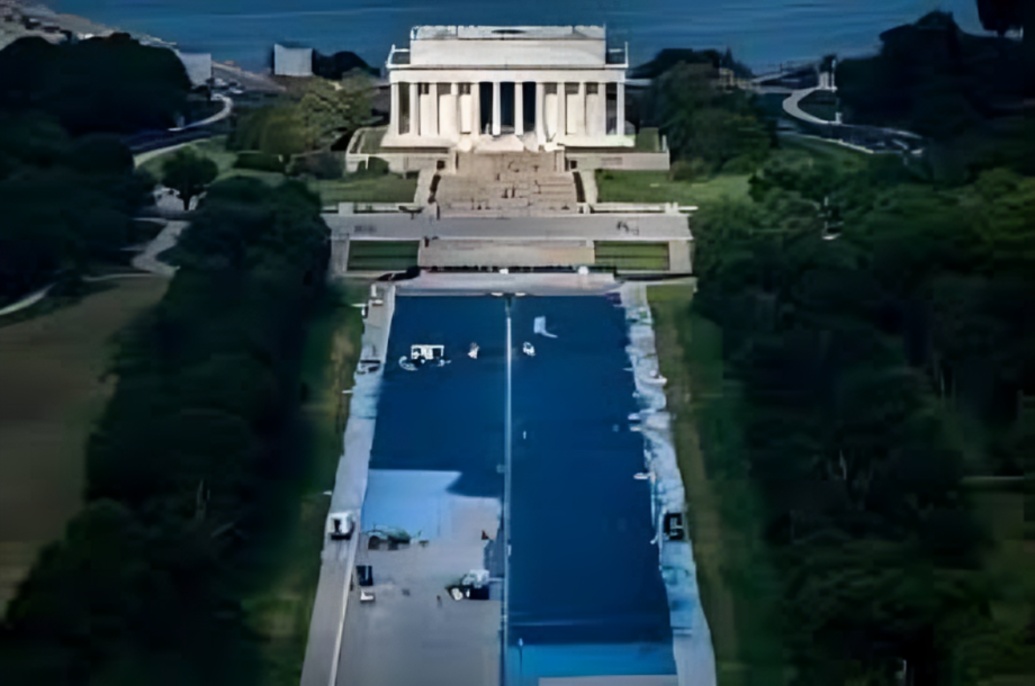 Trump Highlights Lincoln Memorial Reflecting Pool Renovation with Unusual Size Comparison Chart