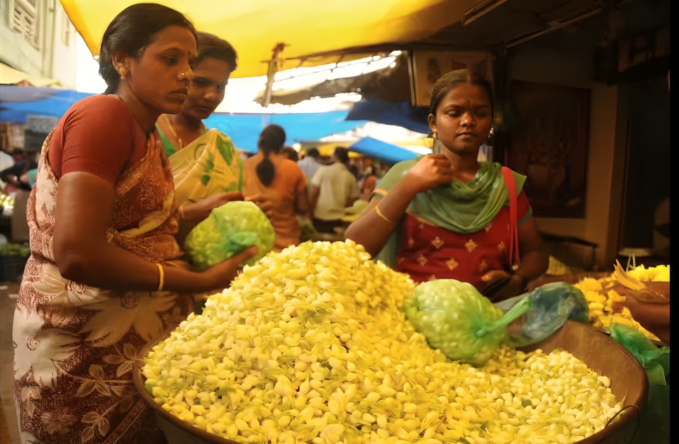 ஆடிப்பெருக்கு பண்டிகை எதிரொலி திண்டுக்கல் மலர் சந்தையில் பூக்கள் விலை உச்சம்