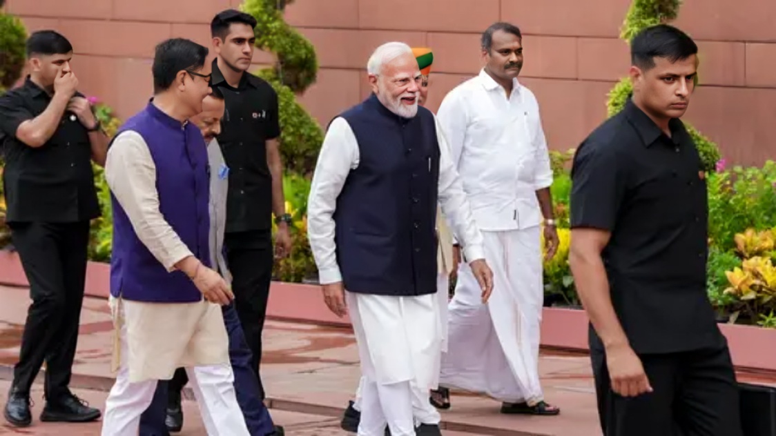 Prime Minister Narendra Modi Attends NDA Parliamentary Party Mangal Milan Meeting During Monsoon Ses