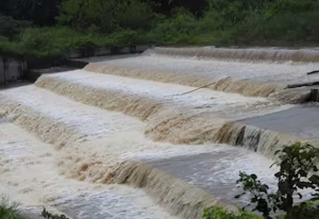 தொடர் கனமழையால் நர்மதை ஆற்றில் வெள்ளப்பெருக்கு பாலம் மூழ்கியதால் போக்குவரத்து நிறுத்தம்