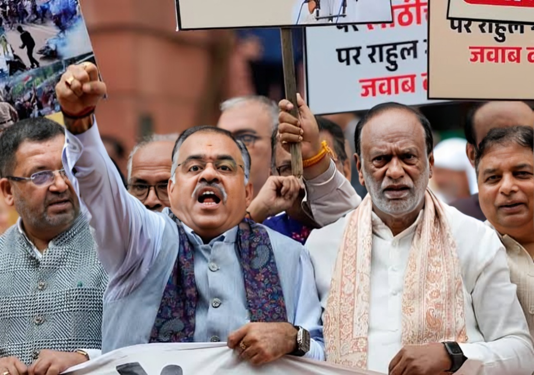 NDA and INDIA Bloc MPs Face Off Near Parliament Amid Protest and Counter Slogans