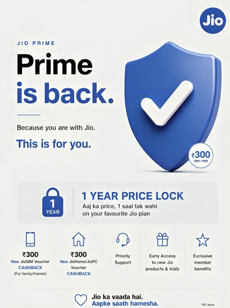 Jio Prime Membership Returns in India: Check ₹300 Price, Benefits and Eligibility
