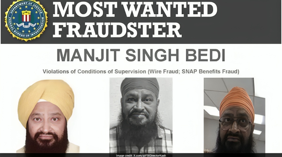 Indian Origin Manjit Singh Bedi Added to FBI Most Wanted Fraudsters List Over Alleged SNAP Fraud