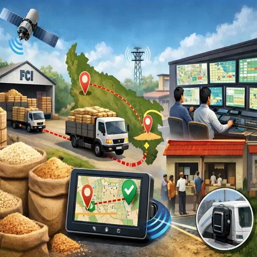 குஜராத்தில் உணவு தானிய விநியோகத்திற்கு டிஜிட்டல் கண்காணிப்பு GPS மற்றும் கண்காணிப்பு கேமராக்கள் மூலம