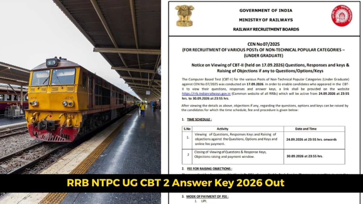 RRB NTPC UG Answer Key 2026 Released for CEN 07/2025 Check Response Sheet and Objection Deadline