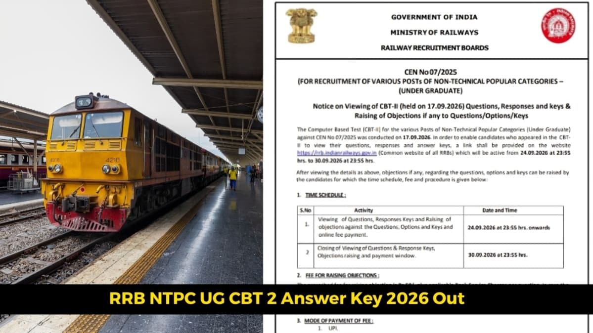 RRB NTPC UG Answer Key 2026 Released for CEN 07/2025 Check Response Sheet and Objection Deadline