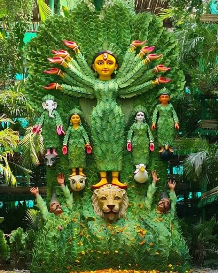 அசாமில் பசுமை துர்கா பூஜை பந்தல்: 5,000 செடிகளால் அசத்தும் பாரதி பாய்ஸ் கிளப்