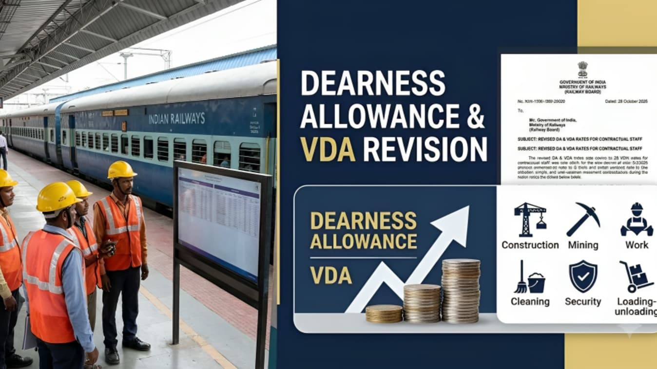 Indian Railways Revises VDA Rates for Contract Workers from October 1, 2026